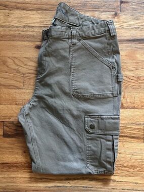 Duluth Trading Co Curvesetter Waistband Women’s Khaki Camel Cargo Pants 18x29